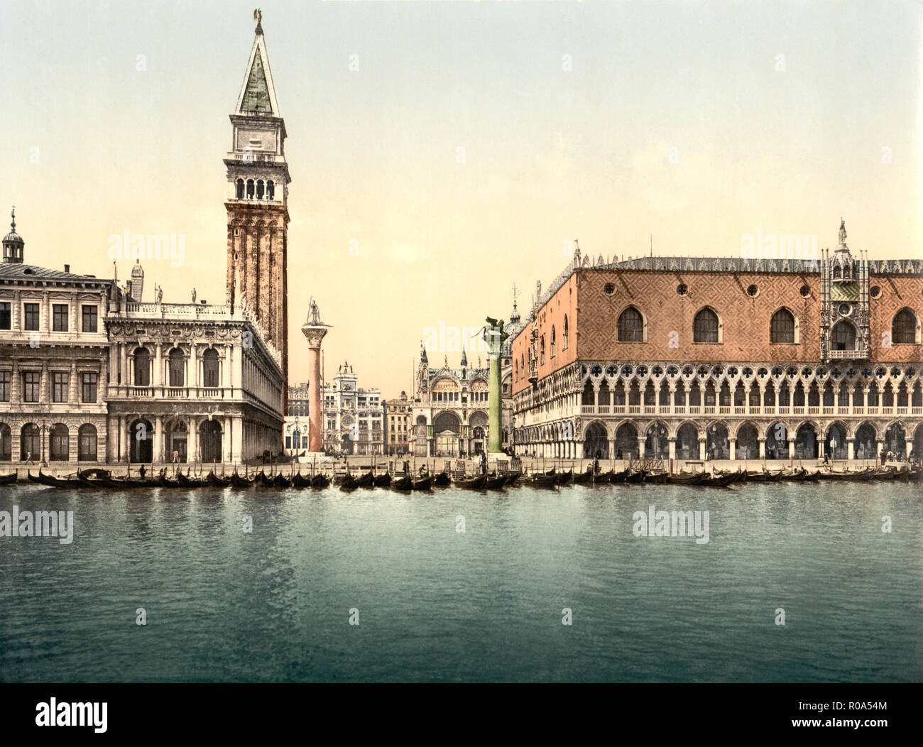 Piazzetta, Venice, Italy, Photochrome Print, Detroit Publishing Company, 1900 Stock Photo