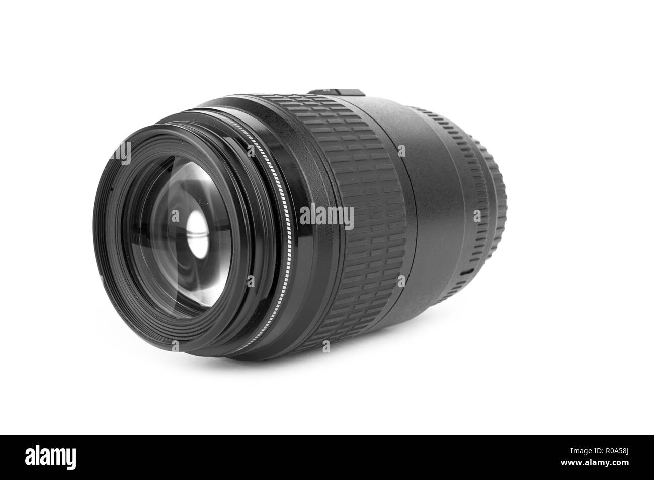 Close up of camera lens on a white background Stock Photo