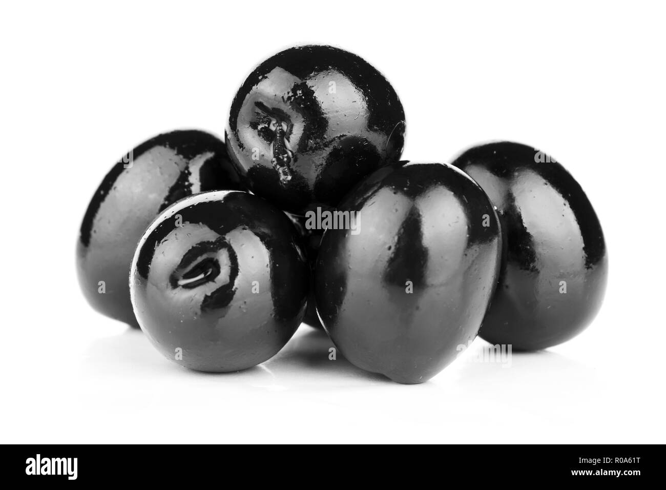 Black olives on white background Stock Photo Alamy