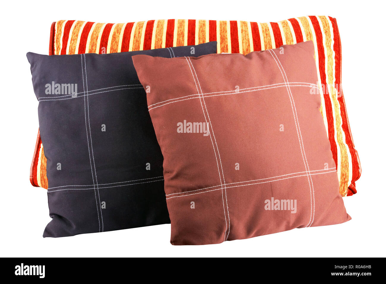 Three soft pillows isolated on white Stock Photo