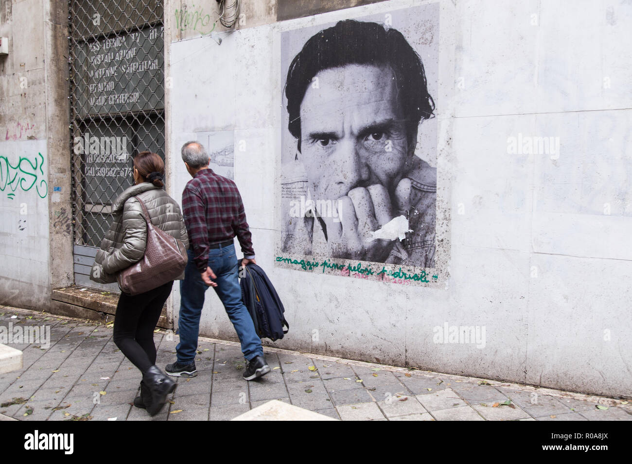 Rome, Italy. 02nd Nov, 2018. 43 years after the murder of the Italian writer and director Pier Paolo Pasolini, which took place at the Idroscalo di Ostia on November 2, 1975, a short trip to the Roman district of Monteverde Credit: Matteo Nardone/Pacific Press/Alamy Live News Stock Photo
