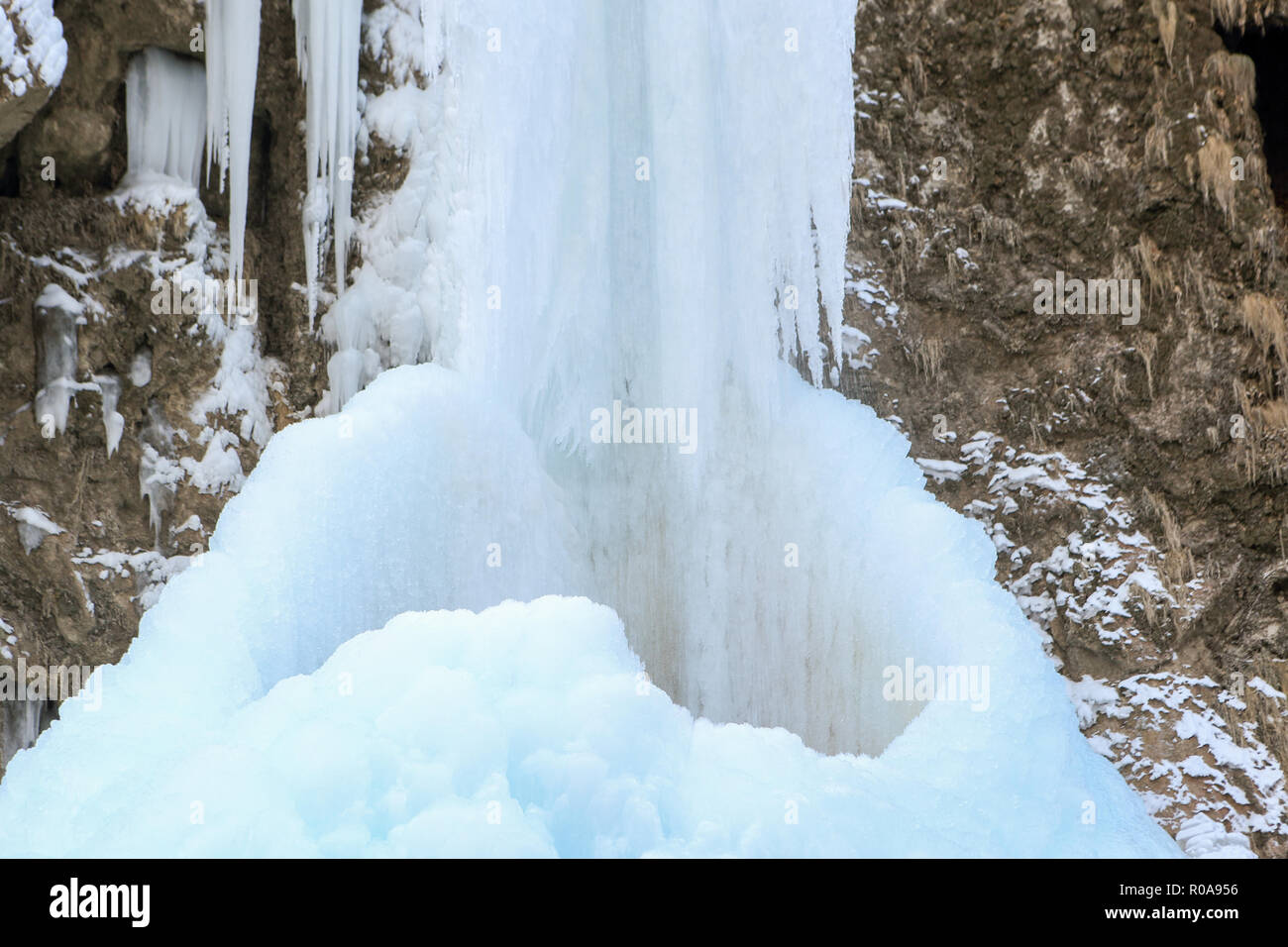 Frozen waterfalls in the North Caucasus, Karachay-Cherkess Republic, Russia. Stock Photo