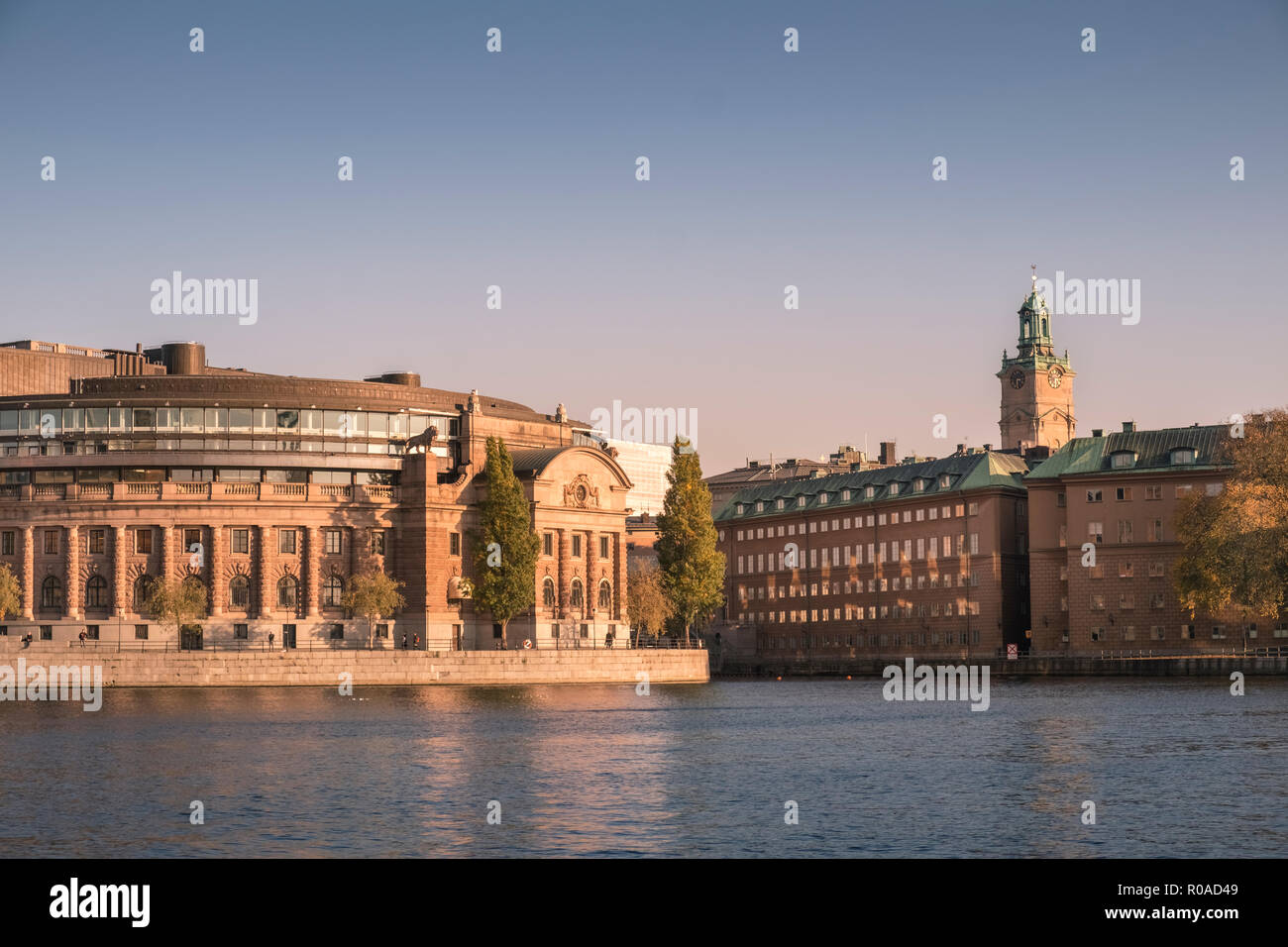 Exterior section of Parliament House (Riksdagshuset, left) and other ...