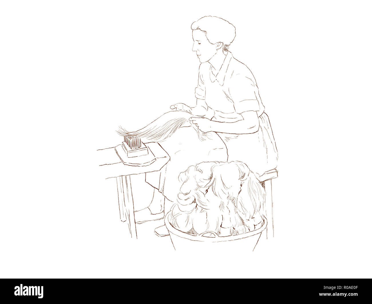 digital illustration of the process of manufacturing linen Stock Photo