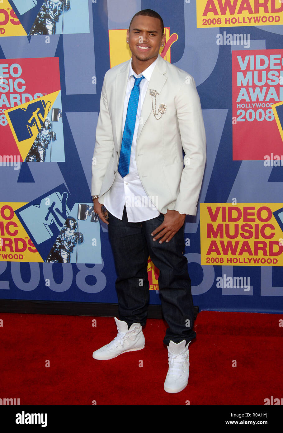 Chris Brown- MTV - vma Awards 2008 on the Paramount Lot  In Los Angeles.  full length eye contact smileBrownChris 132 Red Carpet Event, Vertical, USA, Film Industry, Celebrities,  Photography, Bestof, Arts Culture and Entertainment, Topix Celebrities fashion /  Vertical, Best of, Event in Hollywood Life - California,  Red Carpet and backstage, USA, Film Industry, Celebrities,  movie celebrities, TV celebrities, Music celebrities, Photography, Bestof, Arts Culture and Entertainment,  Topix, vertical, one person,, from the year , 2008, inquiry tsuni@Gamma-USA.com Fashion - Full Length Stock Photo