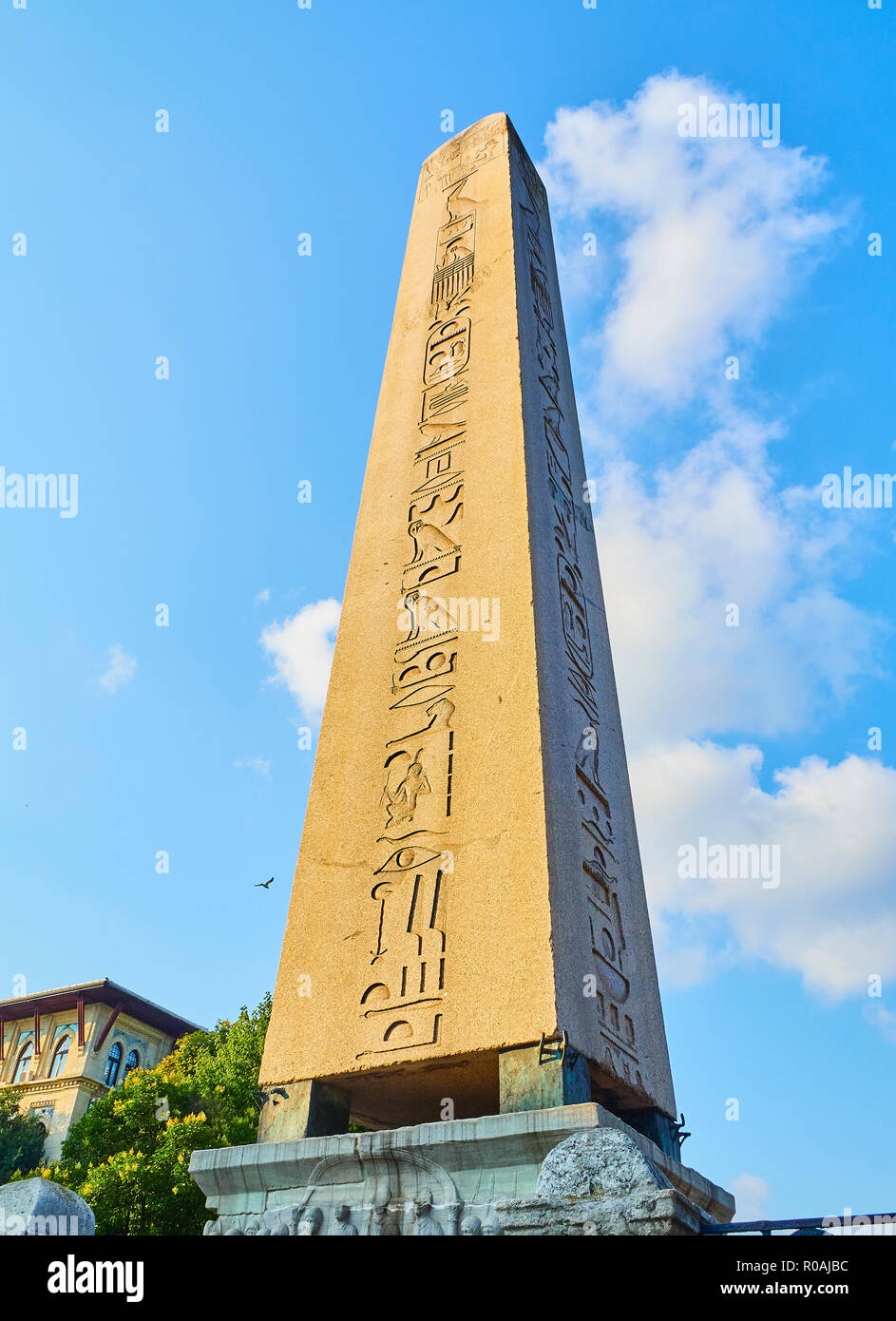 The Obelisk of Theodosius, an ancient Egyptian obelisk in the Hippodrome of Constantinople. SultanAhmet Square. Istanbul, Turkey. Stock Photo