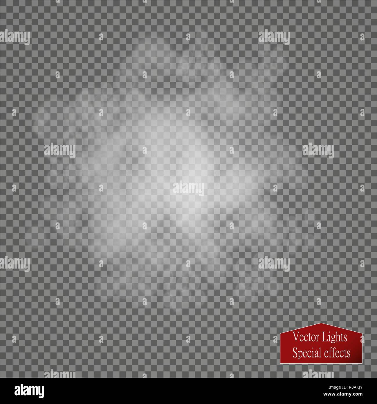 Fog or smoke isolated transparent special effect. White vector cloudiness, mist or smog background. Stock Vector