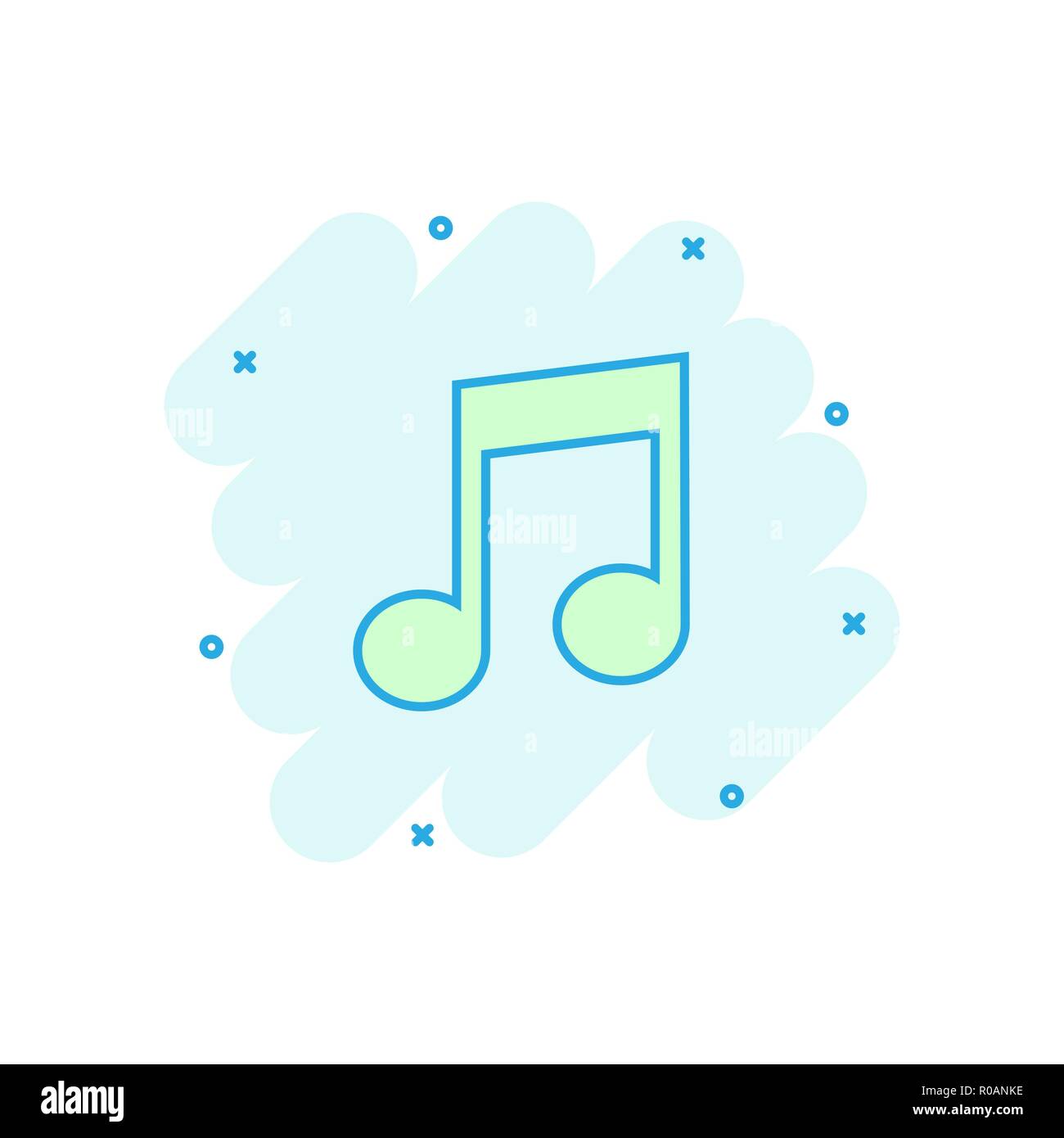 Vector cartoon music note icon in comic style. Sound media concept ...