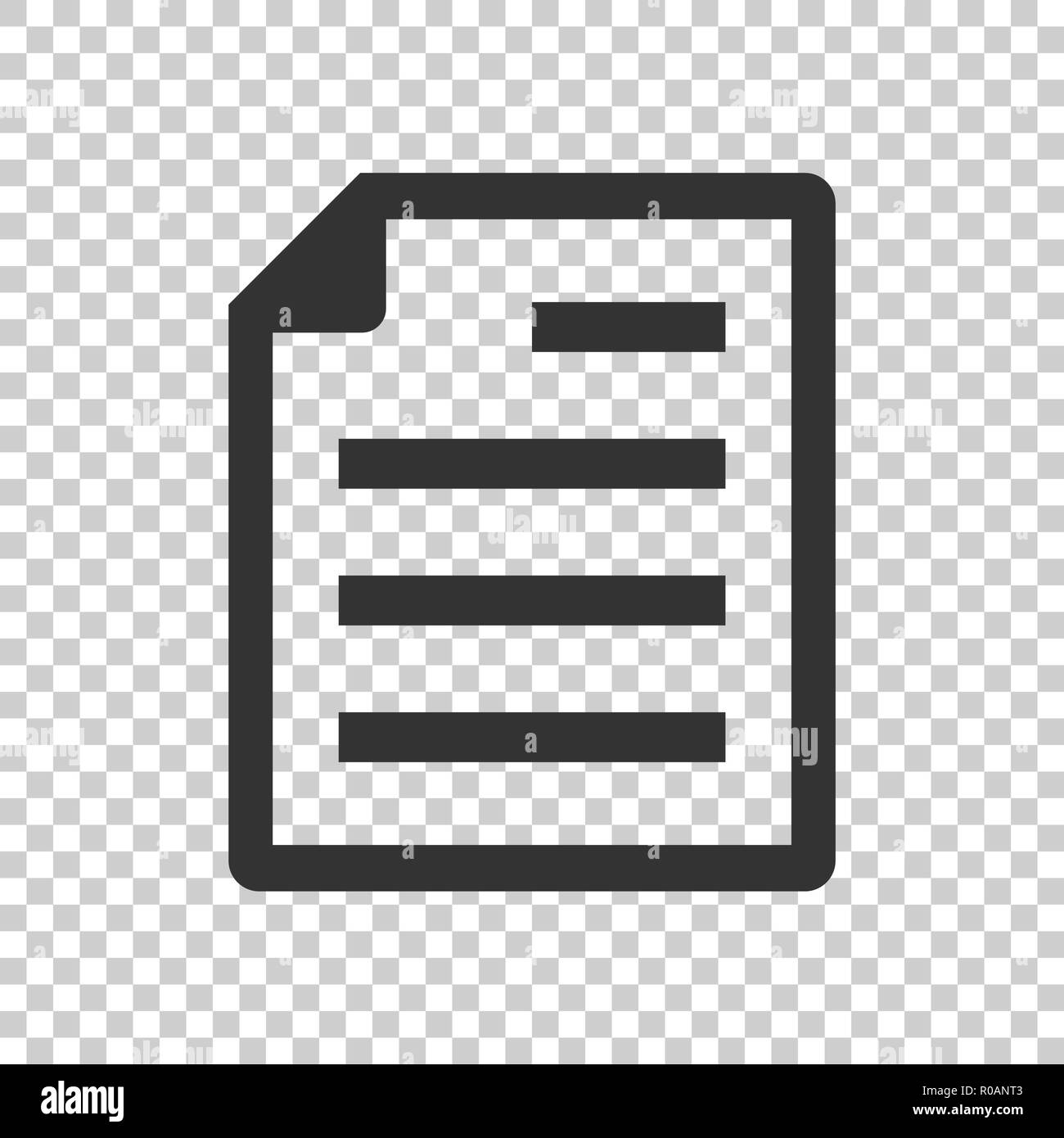 Document note icon in flat style. Paper sheet vector illustration on ...