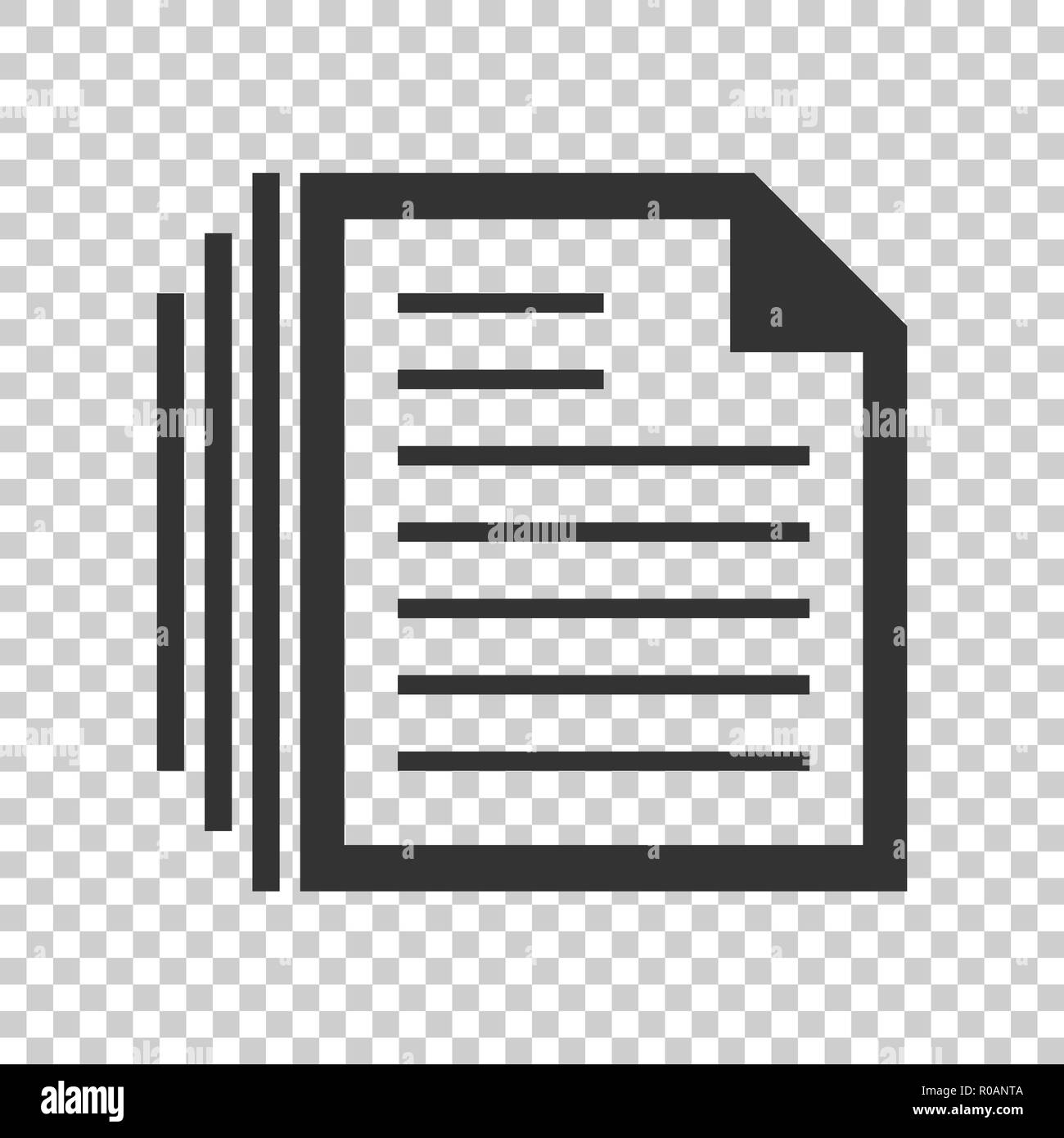 Document note icon in flat style. Paper sheet vector illustration on ...