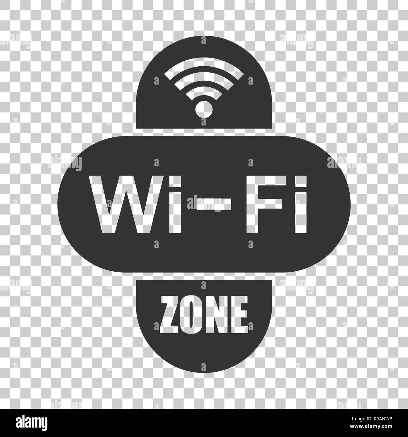 Wifi zone internet sign icon in flat style. Wi-fi wireless technology vector illustration on isolated background. Network wifi zone business concept. Stock Vector