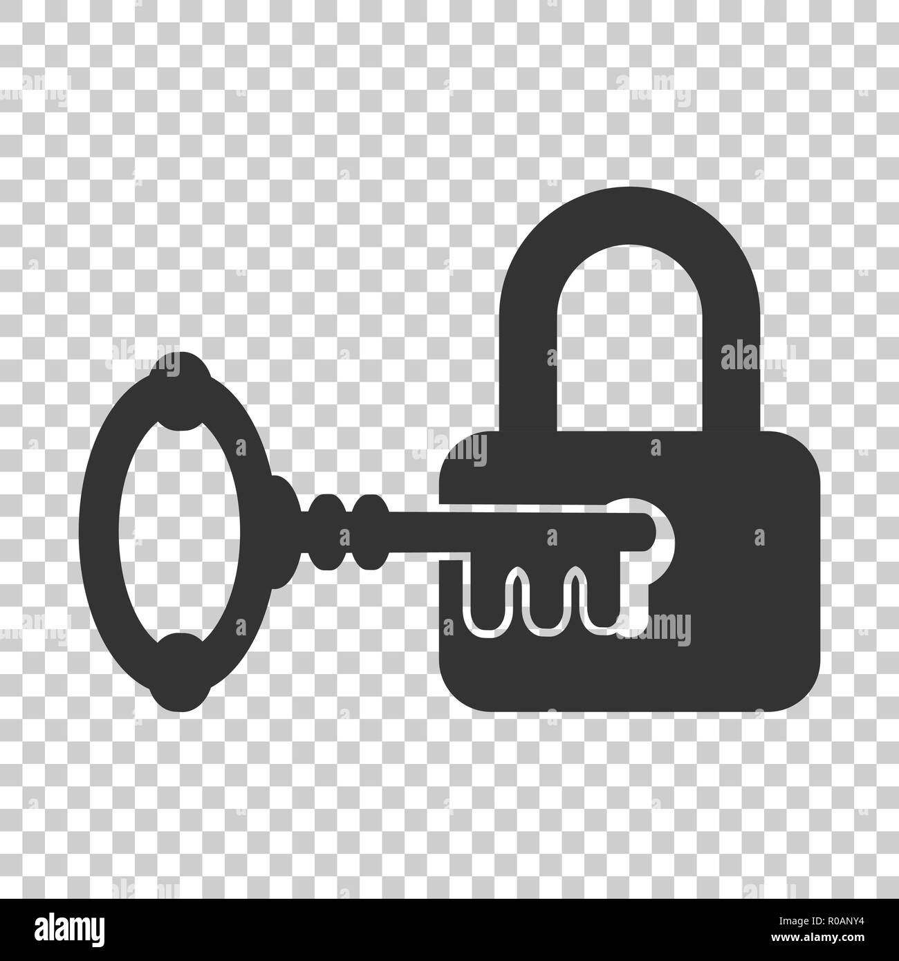 Key with padlock icon in flat style. Access login vector illustration ...