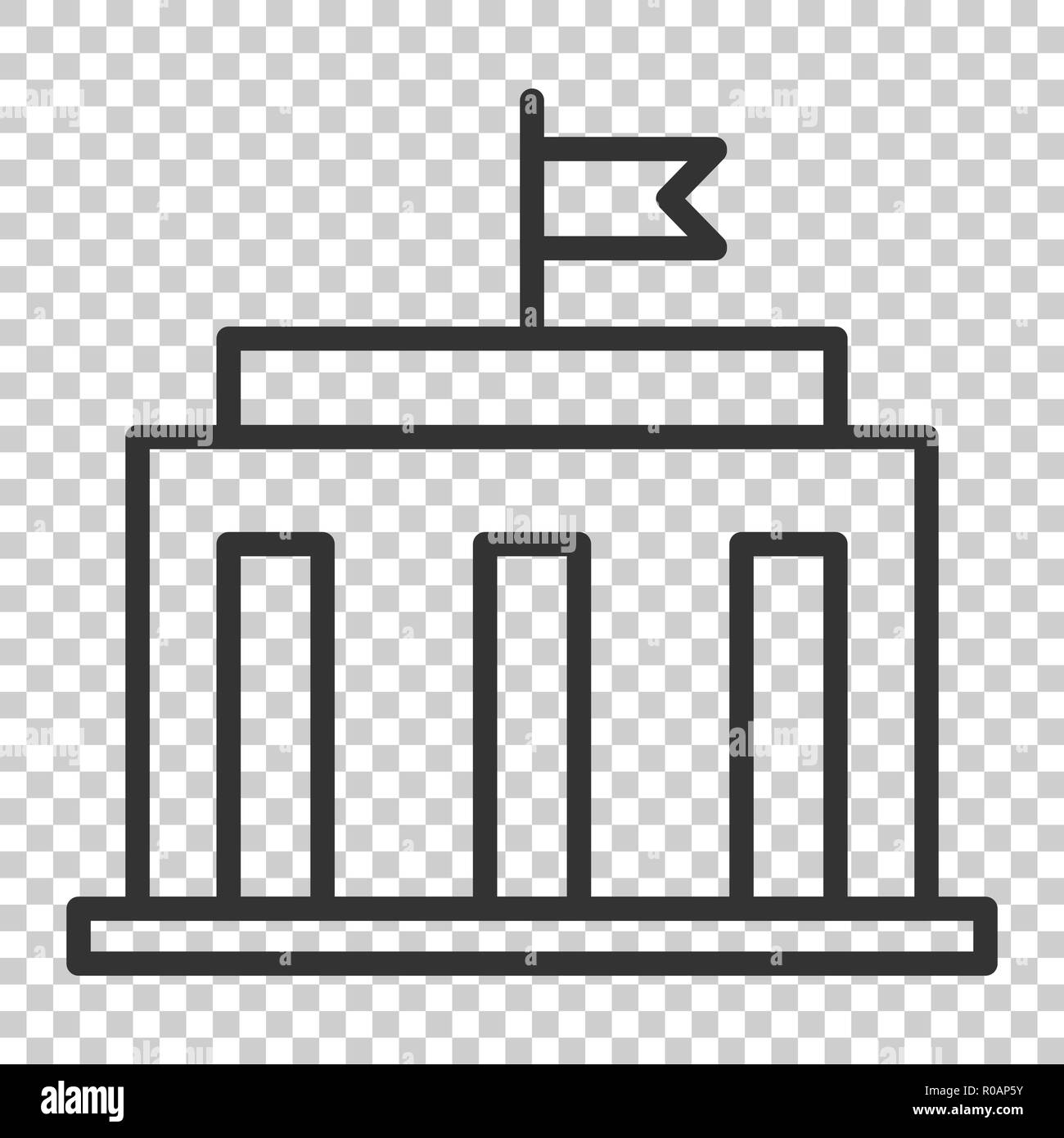 Bank building icon in flat style. Government architecture vector ...