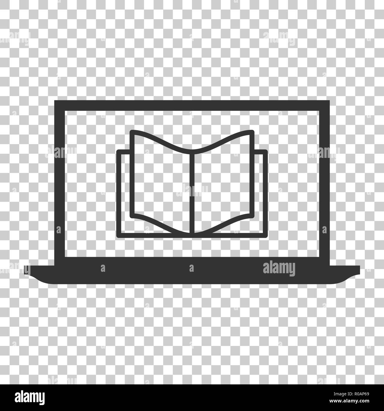 Elearning education icon in flat style. Study vector illustration on isolated background. Laptop computer online training business concept. Stock Vector