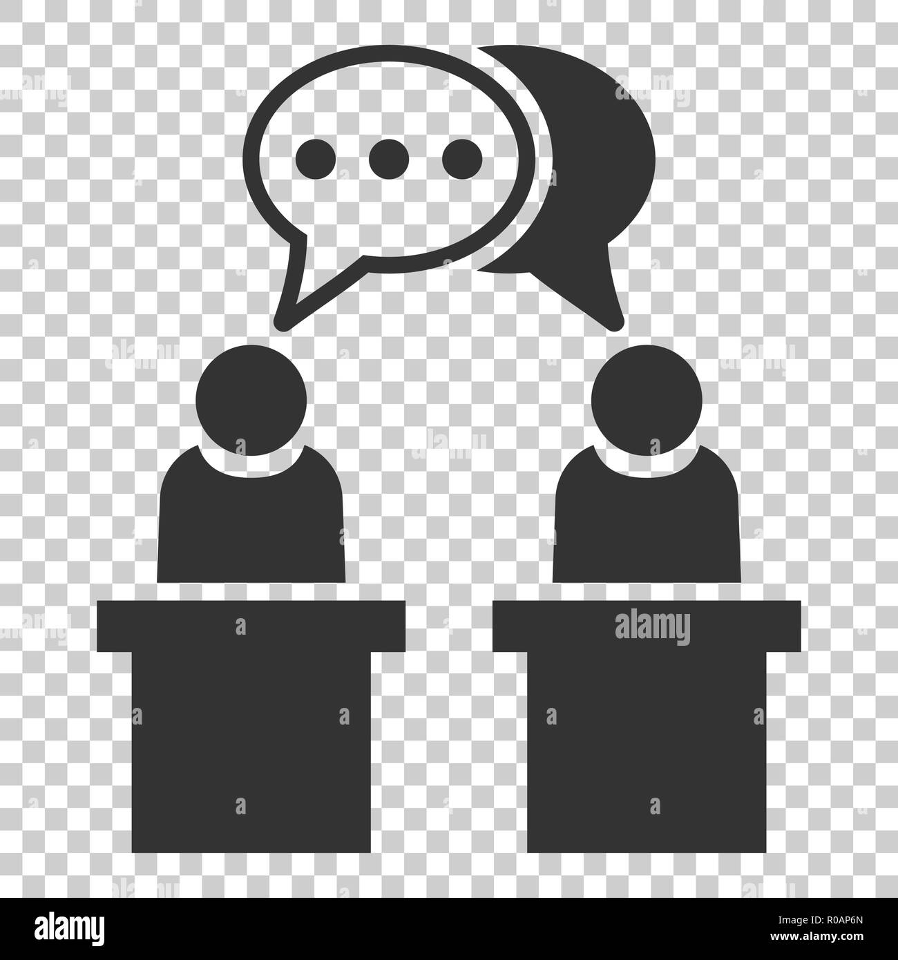 Politic debate icon in flat style. Presidential debates vector illustration on isolated background. Businessman discussion business concept. Stock Vector