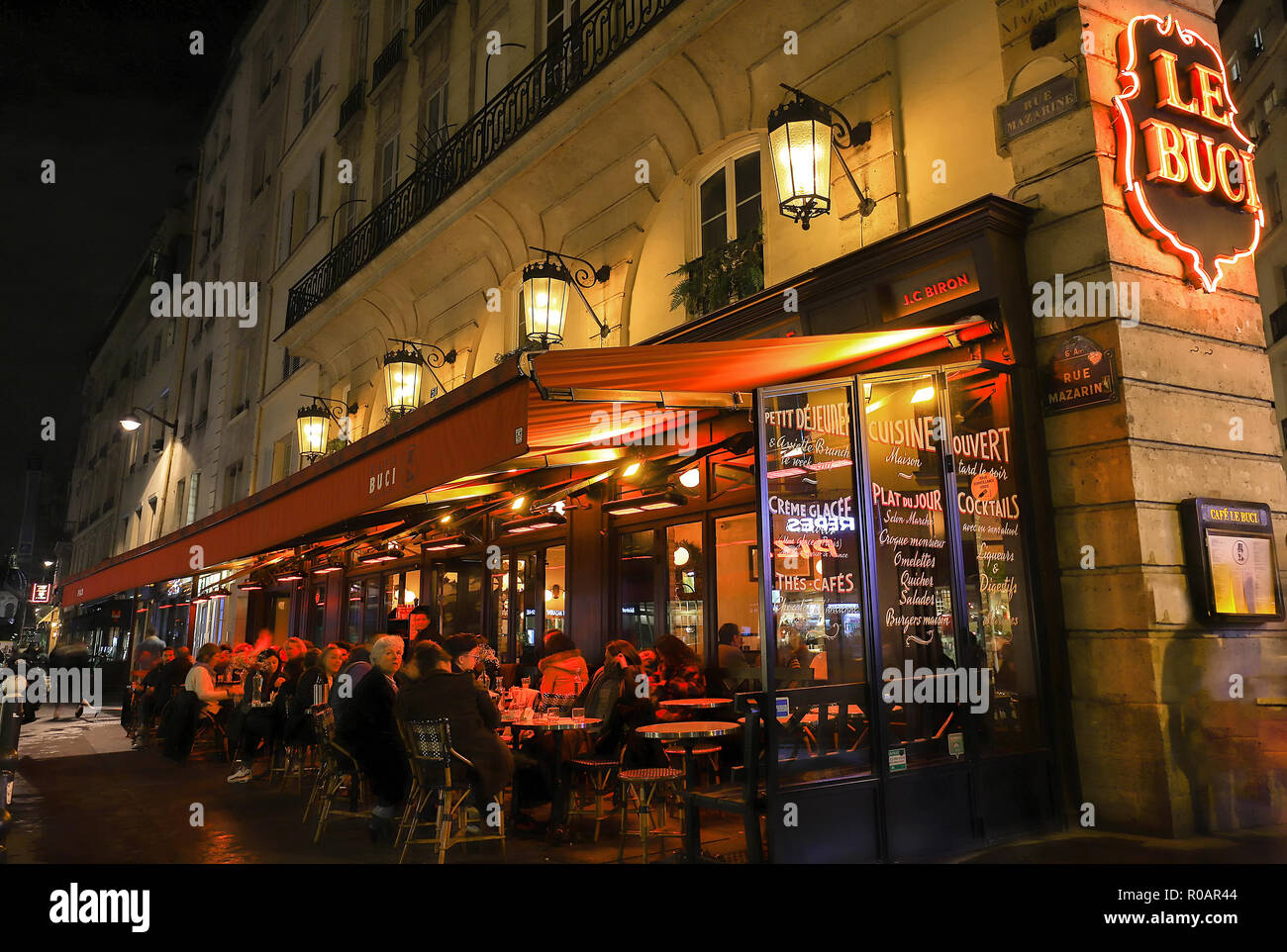 The traditional French cafe Buci located near Saint Germain boulevard in Paris, France. Stock Photo