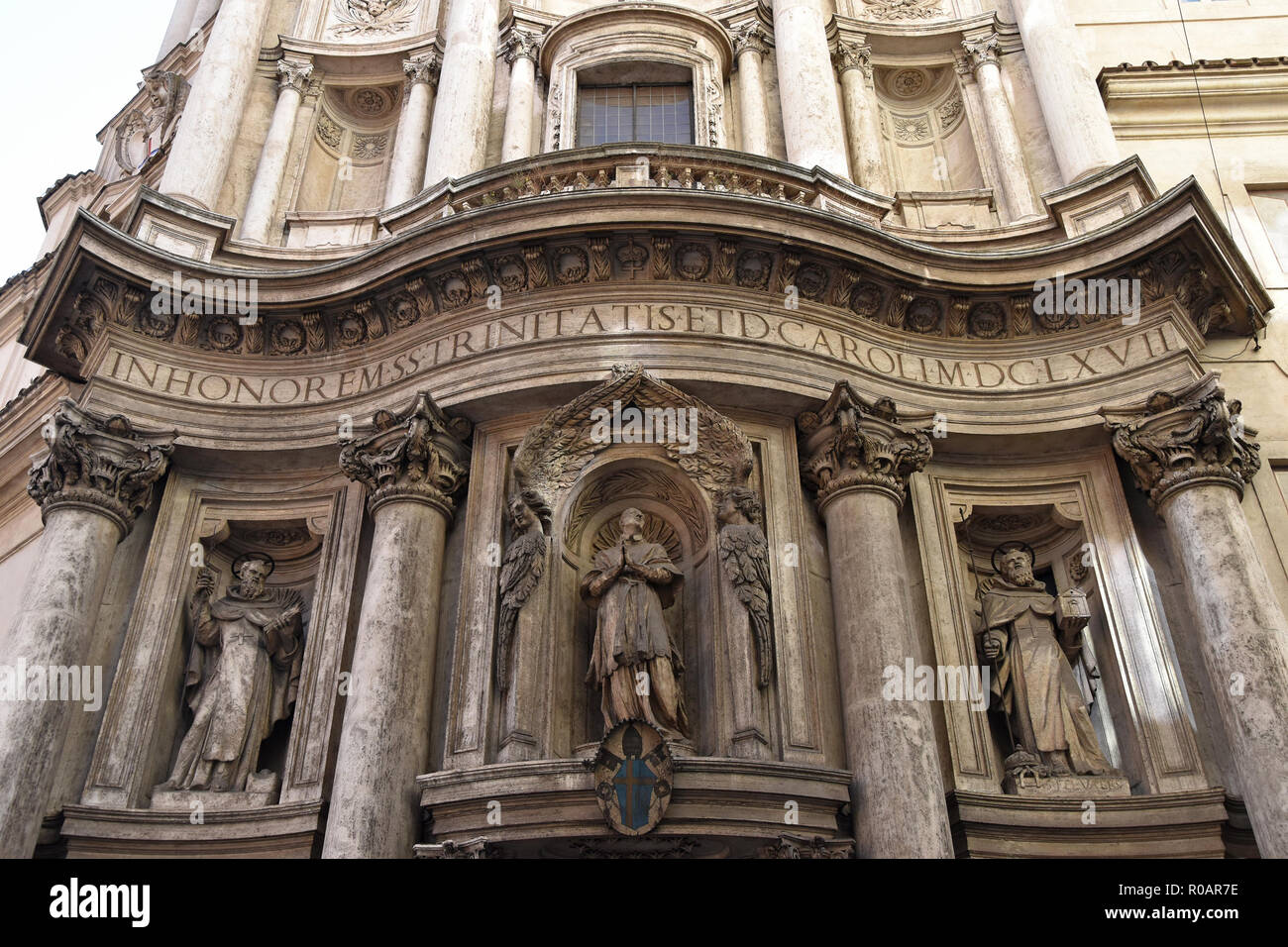 The church of San Carlo alle Quattro Fontane, church of Rome, by Francesco Borromini Stock Photo