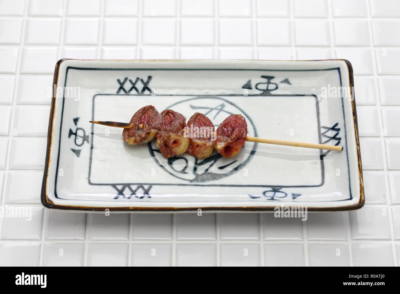 yakitori, chicken heart, japanese grilled chicken skewers Stock Photo