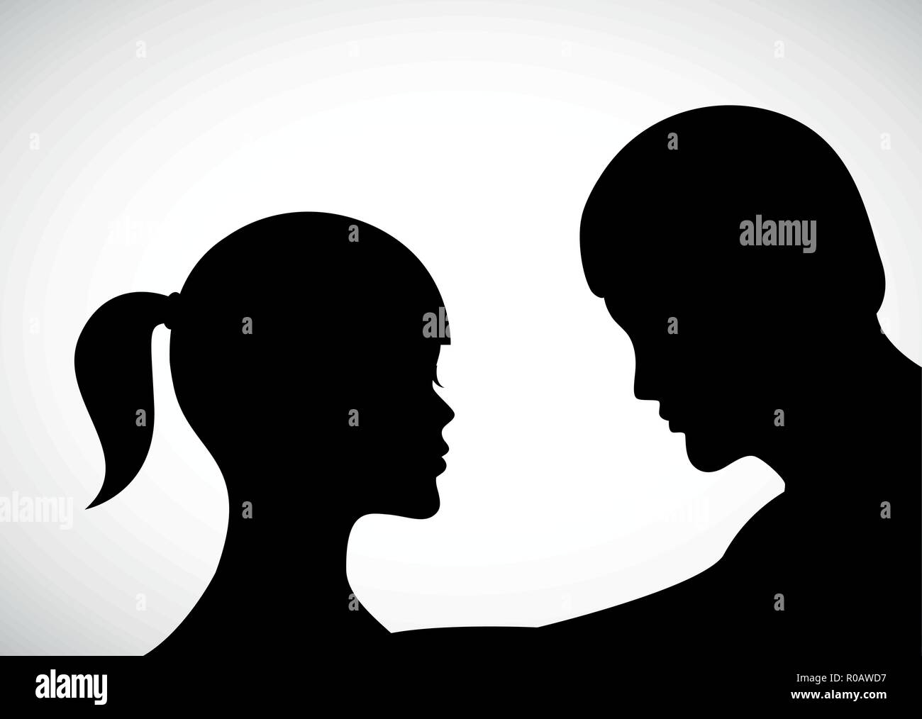man consoles woman sad couple silhouette vector illustration EPS10 Stock Vector