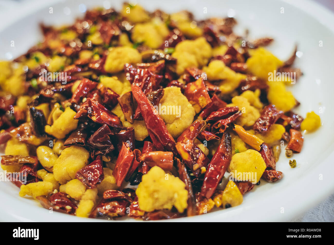 Kung Pao chicken, a popular Chinese dish. Stock Photo