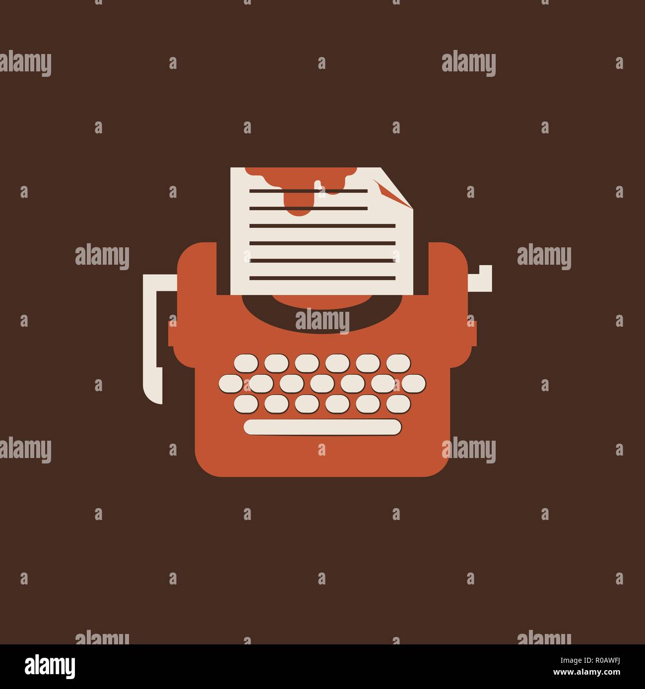 Isolated typewriter icon. Flat Vector for writers Stock Vector