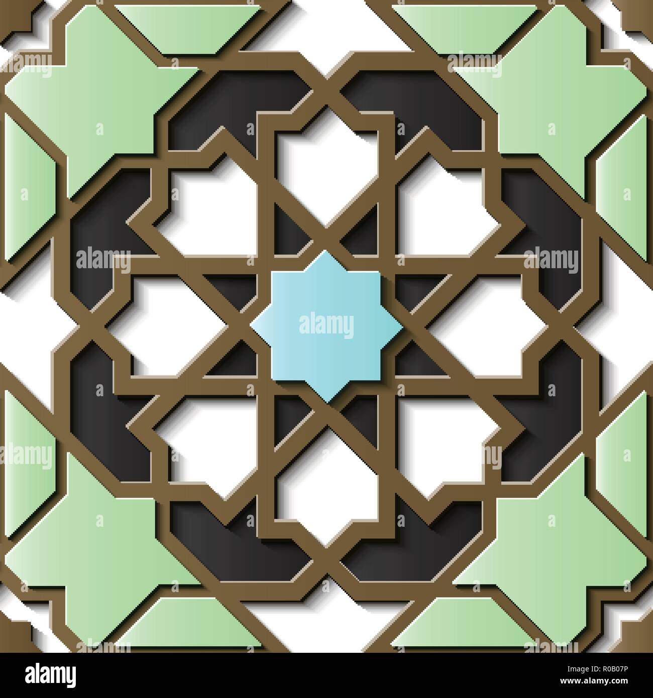 Islamic Vector Polygon Seamless relief sculpture decoration retro pattern Islamic geometry ...