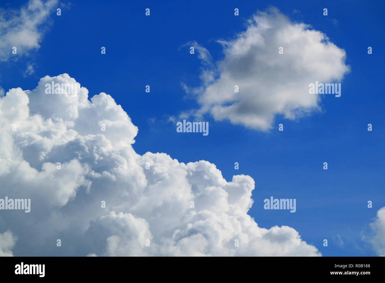 Pure White Fluffy Cumulus Clouds Floating on Vivid Blue Sky Stock Photo ...