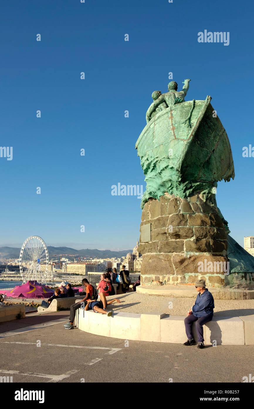 Monument aux heros et victimes de la mer (the Monument to the heroes and victims of the sea), in the Jardim du Pharo, Marseille, France. Stock Photo