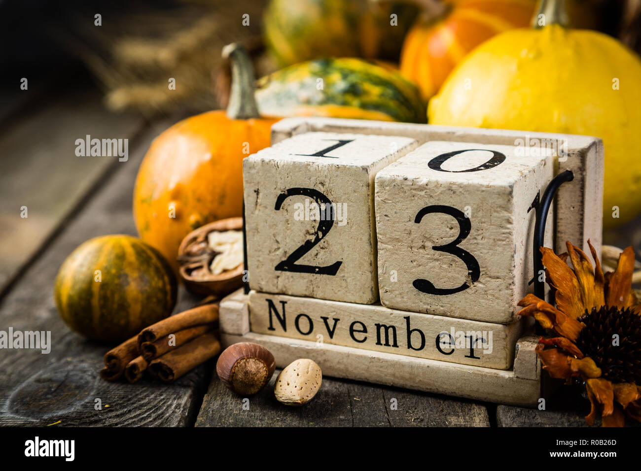 Thanksgiving Day, Calendar Date In November For Background Stock Photo,  Picture and Royalty Free Image. Image 3668236.