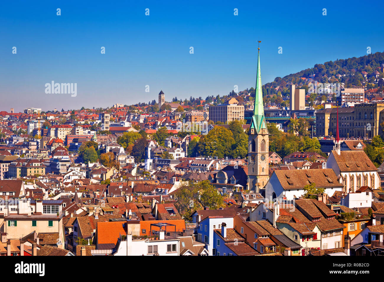 Zurich rooftops and cityscape view, central Switzerland Stock Photo