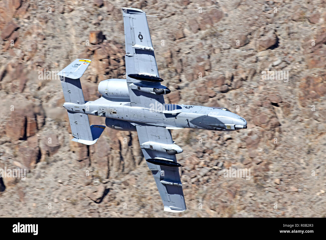 Fairchild A-10C Thunderbolt II flown by US Air Force A10 Demonstration Team from the 355th FW based at Davis Monthan AFB in Death Valley during 2018 Stock Photo