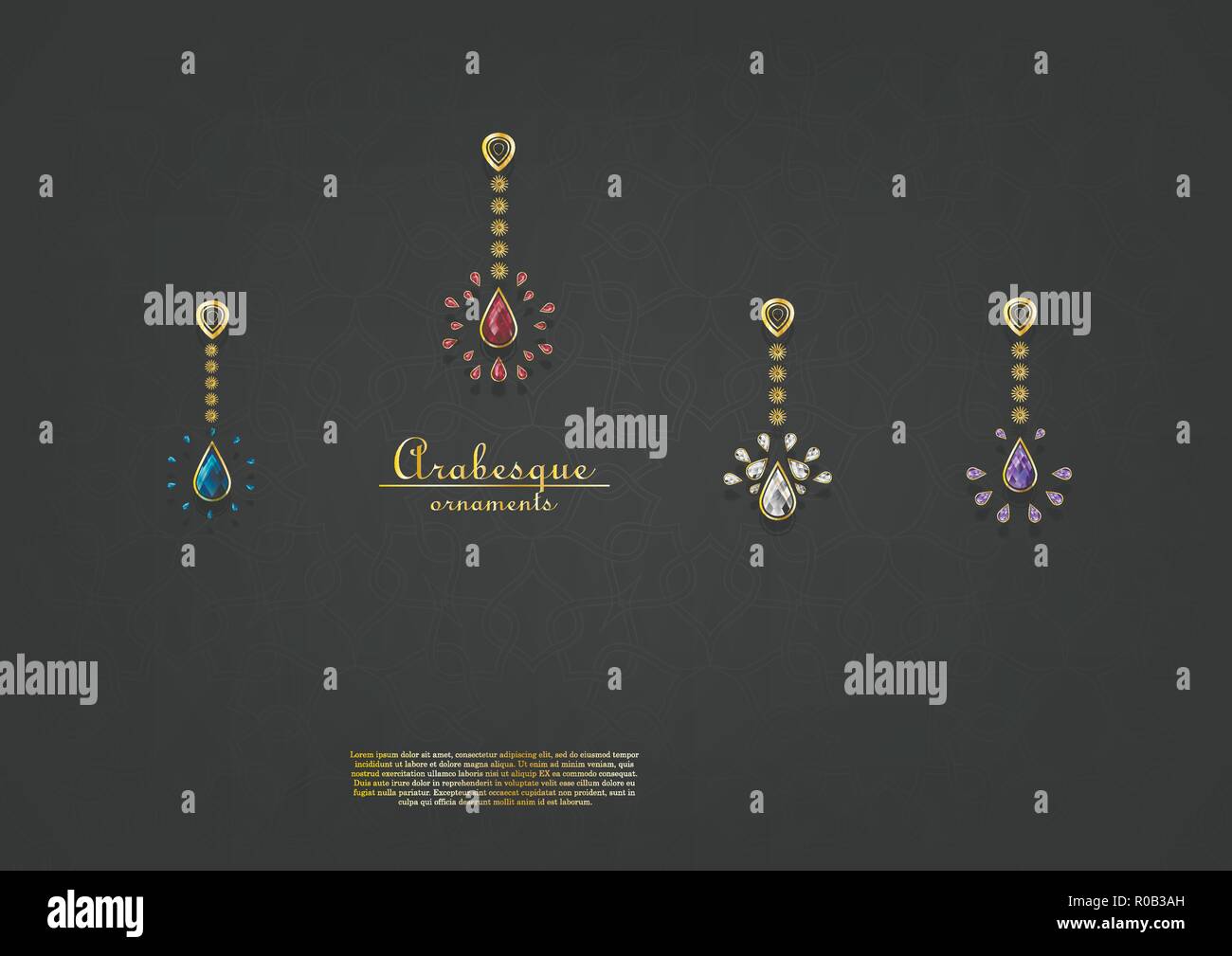 Arabesque pattern with precious ornaments background vector design Stock Vector
