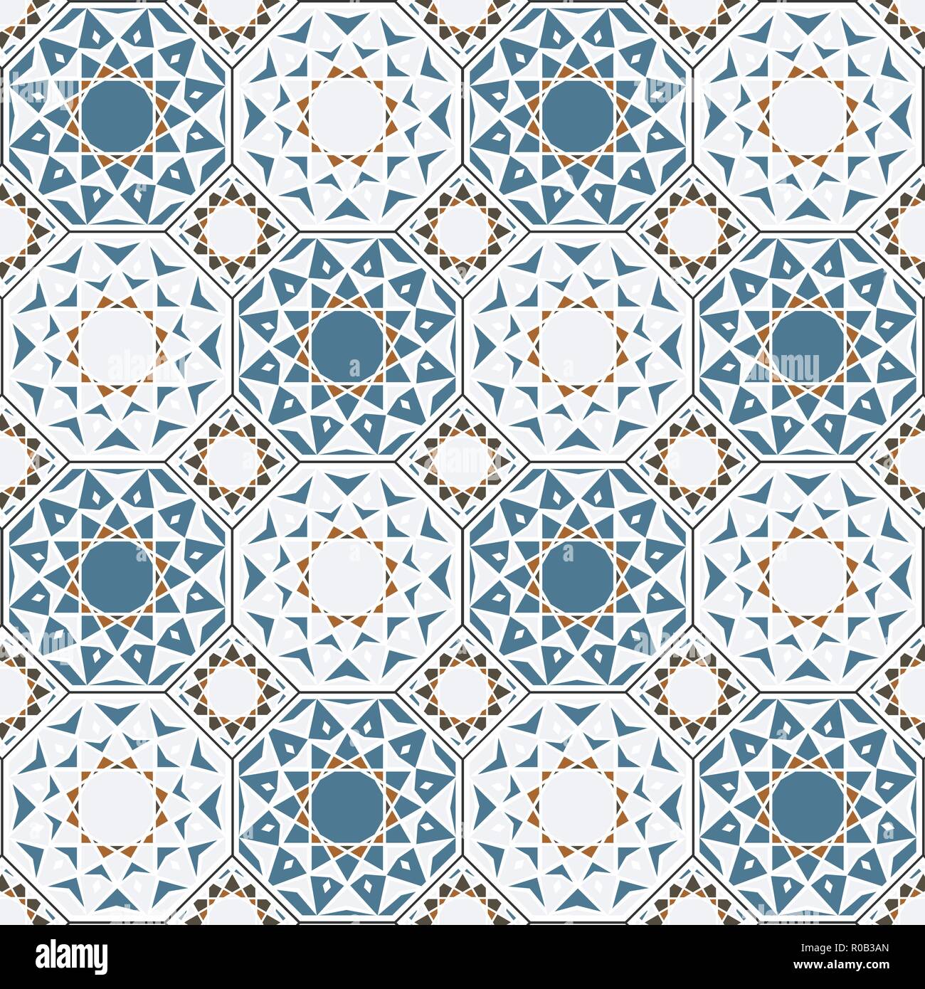 Arabesque seamless islamic pattern background vector design, inclusive of pattern swatch Stock Vector