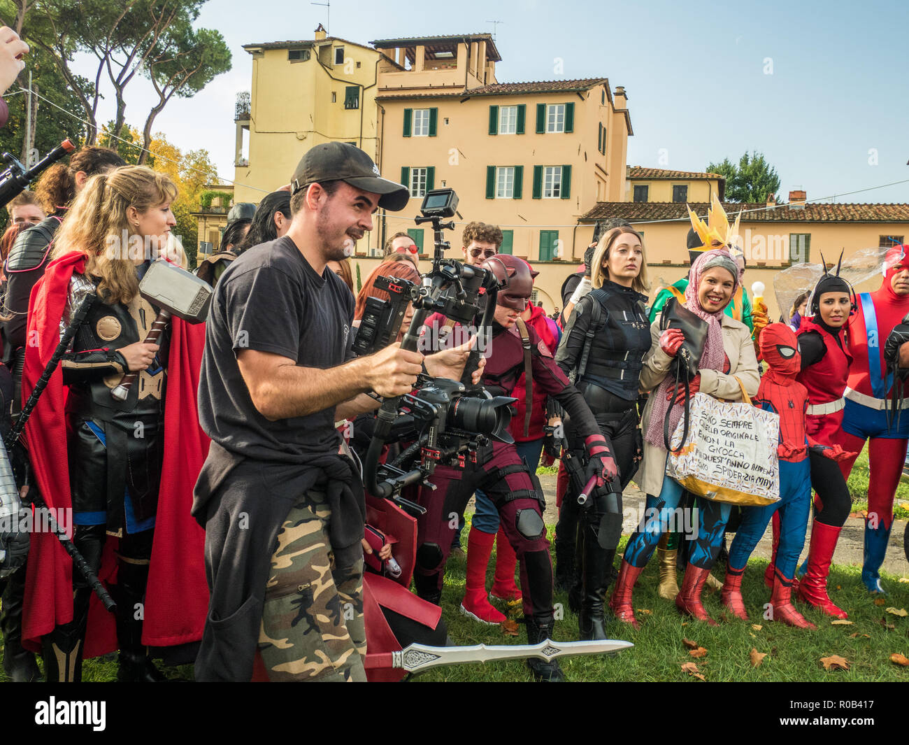Particiants at the 'Lucca comics & games', an annual comic book and gaming convention in the walled city of Lucca, Tuscany, Italy Stock Photo