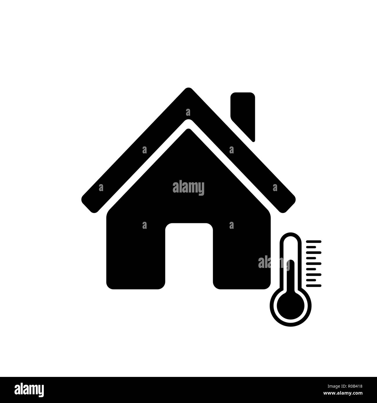 House temperature icon. House and termometer icon Stock Vector