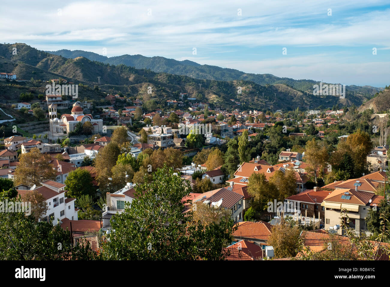 Galata village at the foot of the Troodos mountains, Cyprus. Stock Photo