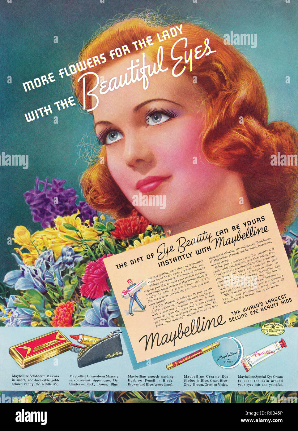 1939 U.S. advertisement for Maybelline cosmetics Stock Photo - Alamy