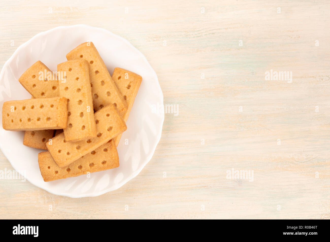 A photo of Scottish shortbread butter cookies, shot from above on a