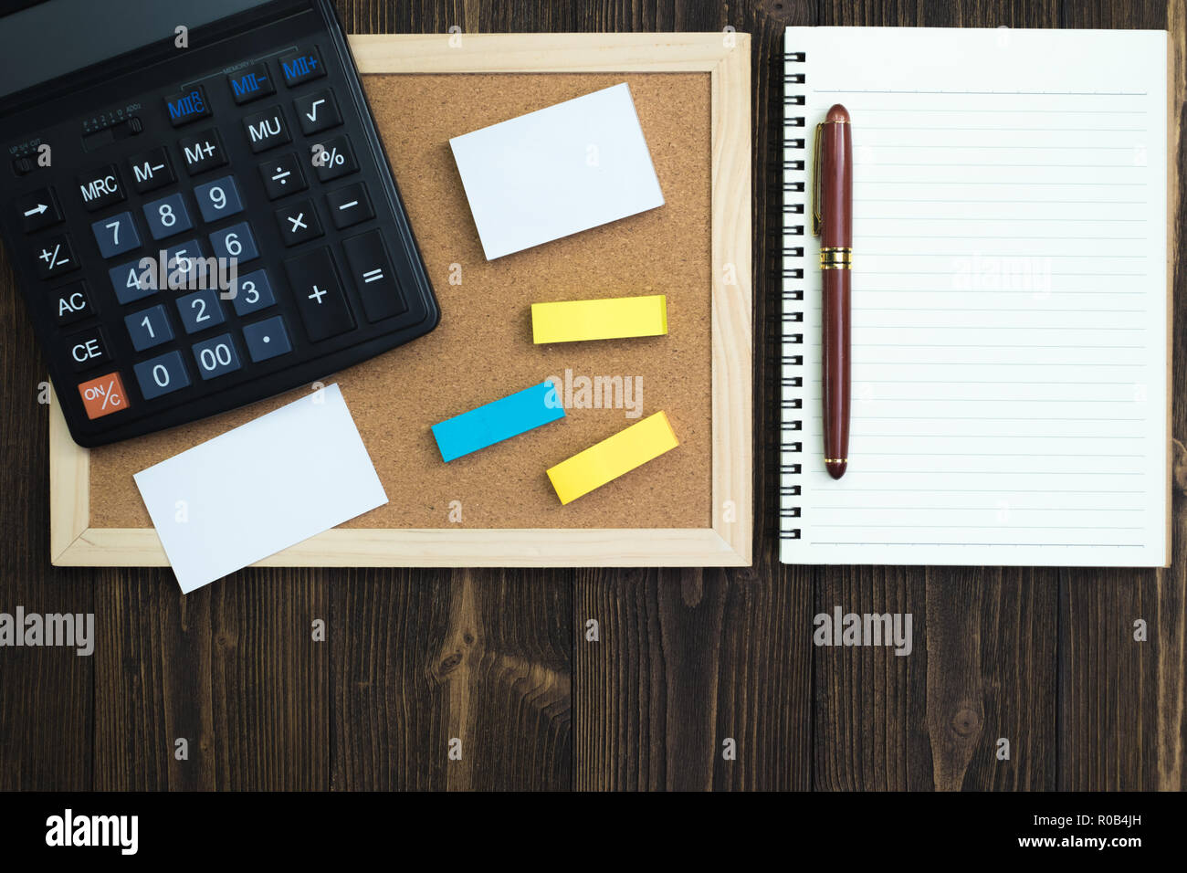 Office Supplies Or Office Work Essential Tools Or Items On Wooden