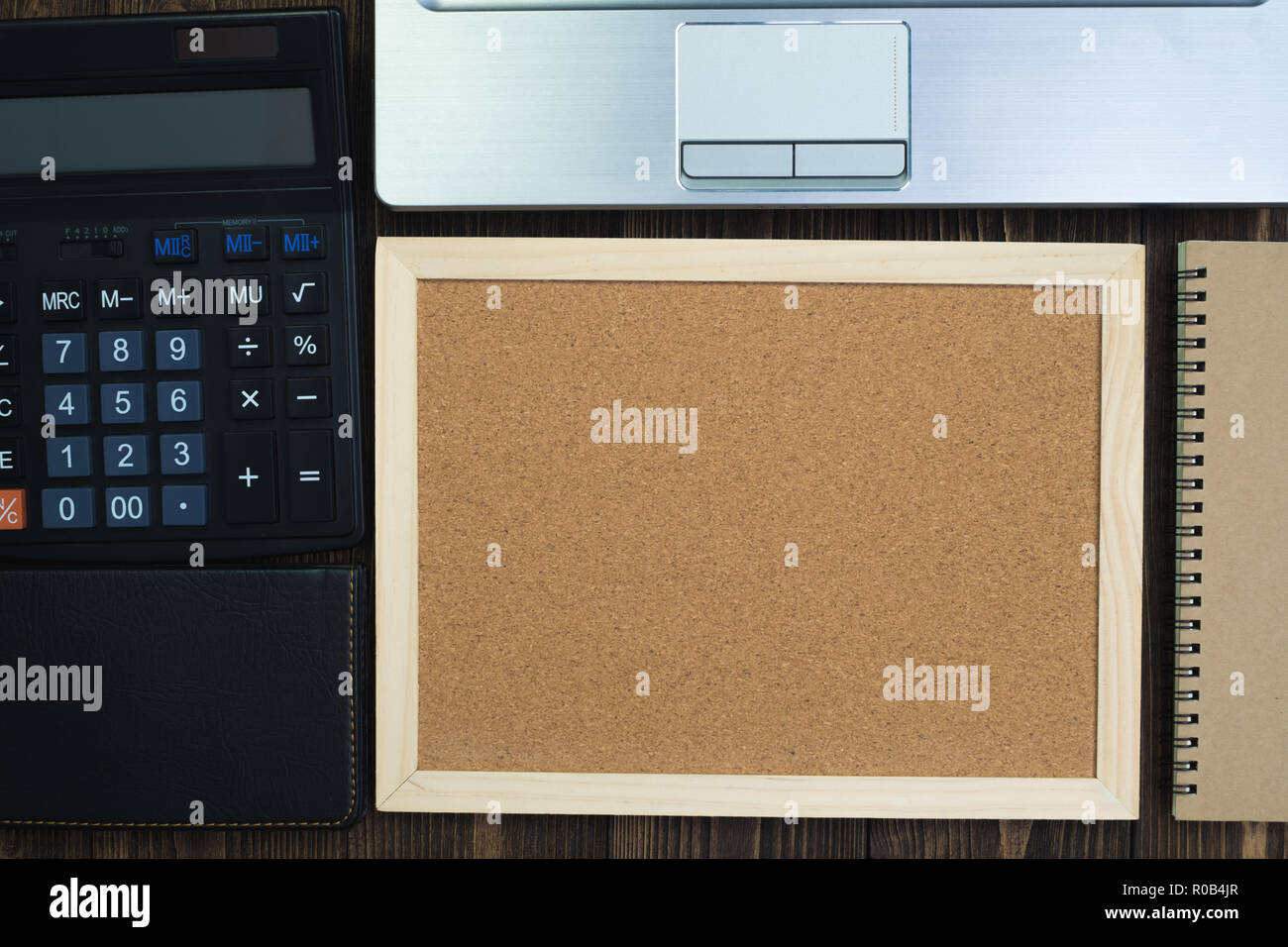 Office Supplies Or Office Work Essential Tools Or Items On Wooden