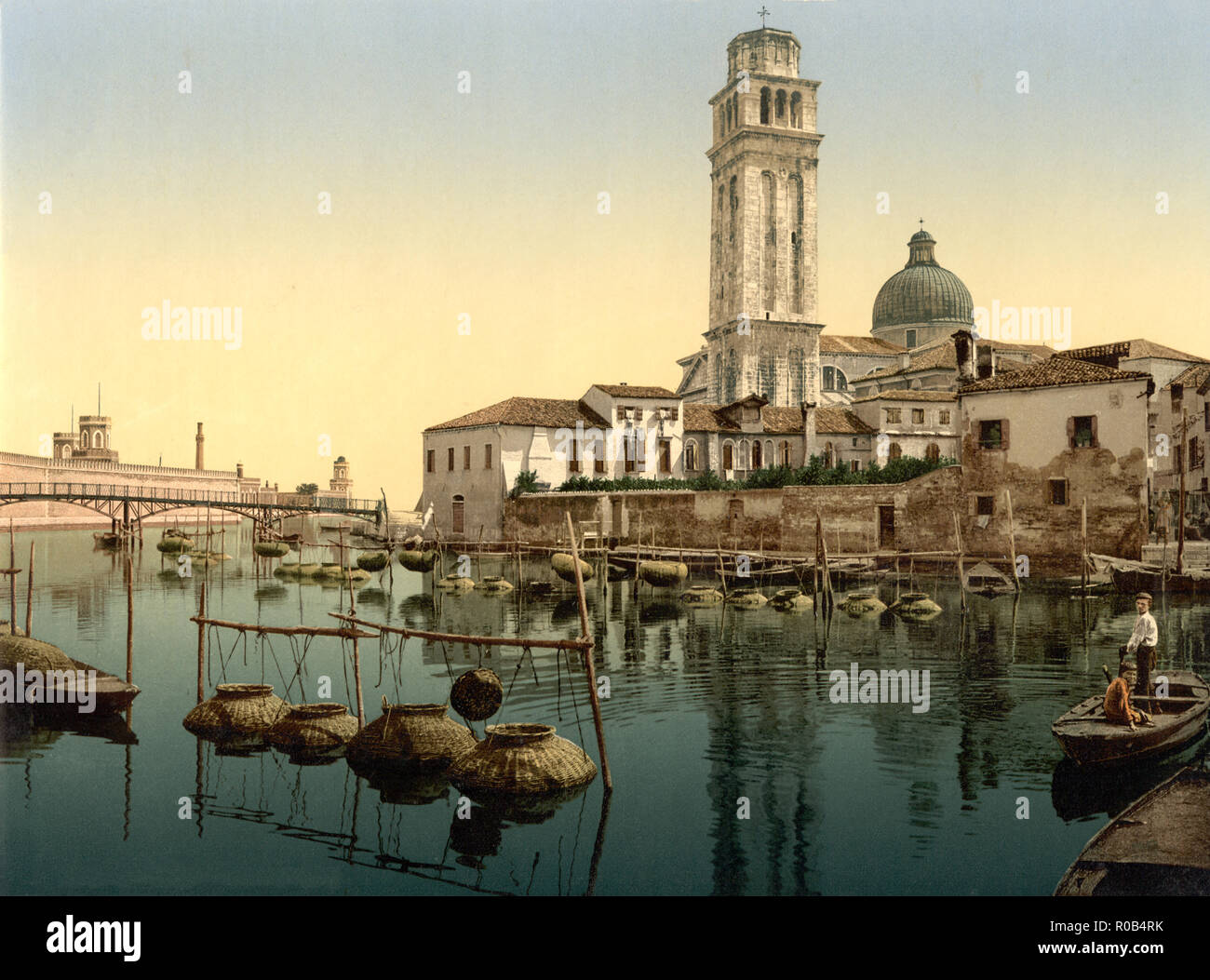 St. Peter's Church, Venice, Italy, Photochrome Print, Detroit Publishing Company, 1900 Stock Photo
