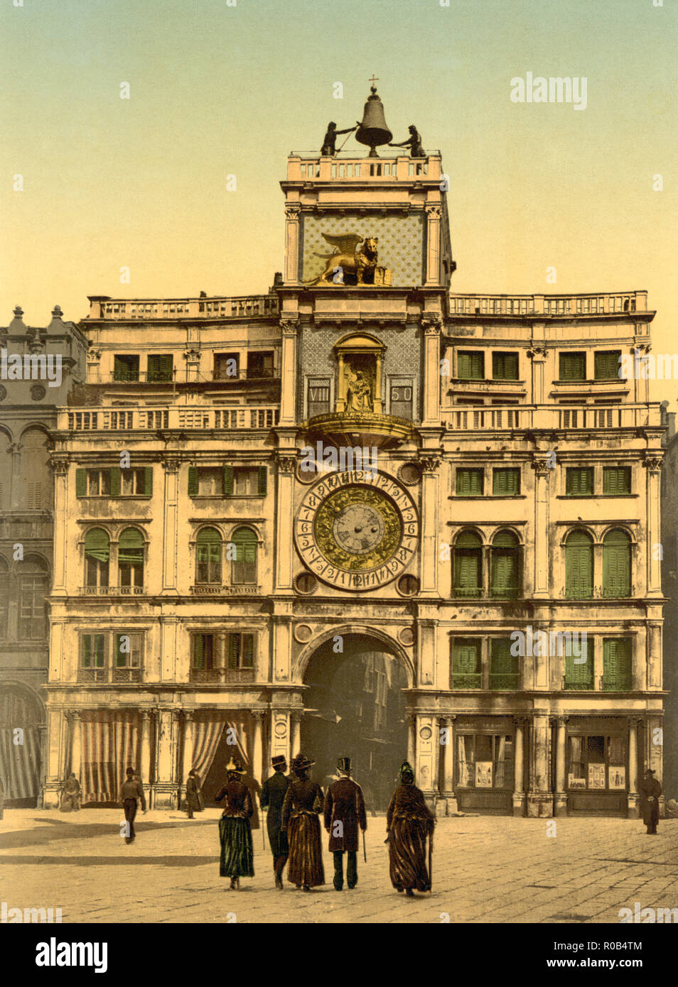 Clock Tower, Piazza San Marco, Venice, Italy, Photochrome Print, Detroit Publishing Company, 1900 Stock Photo