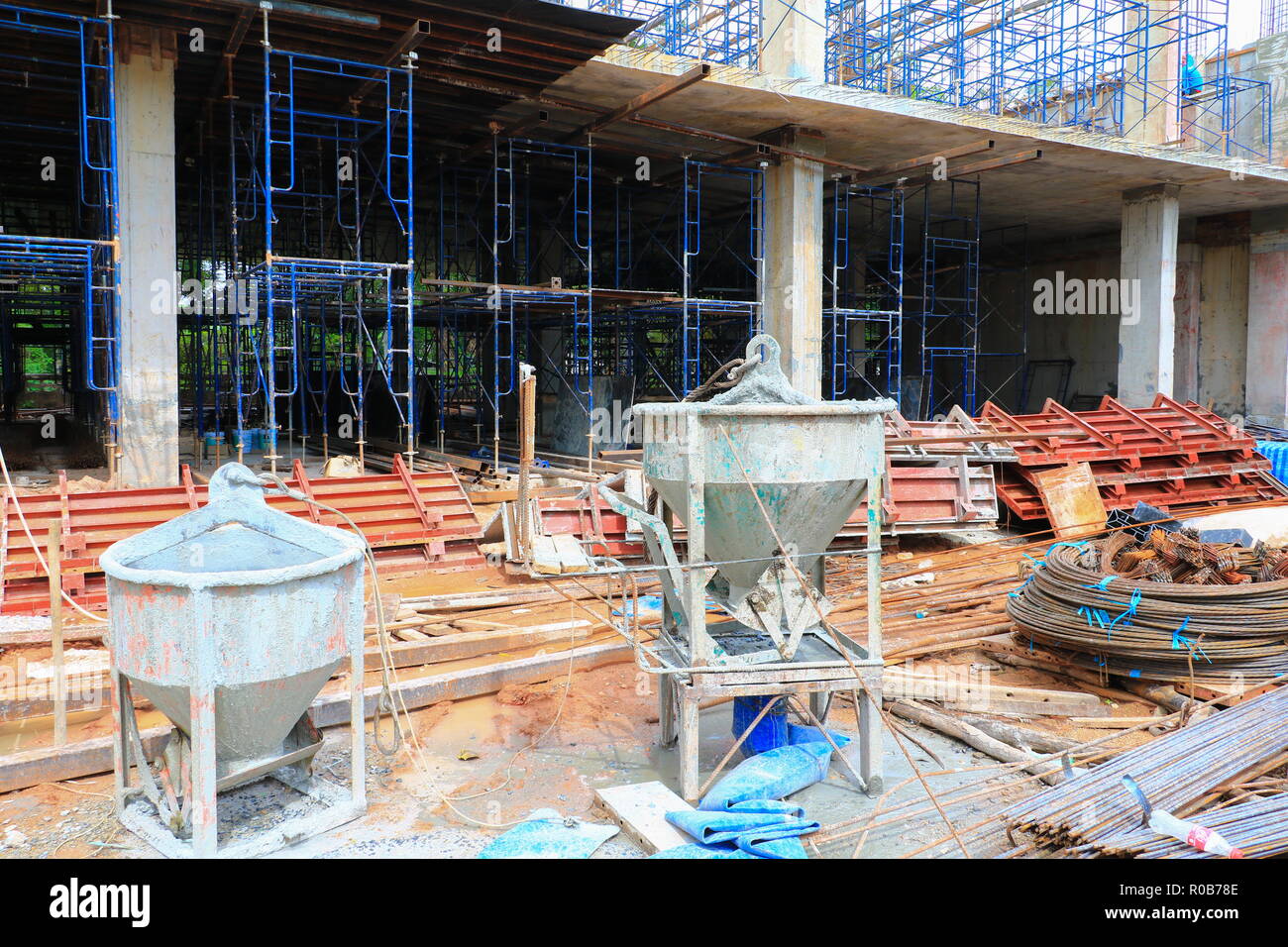 concrete bucket mixer container cement construction in building site