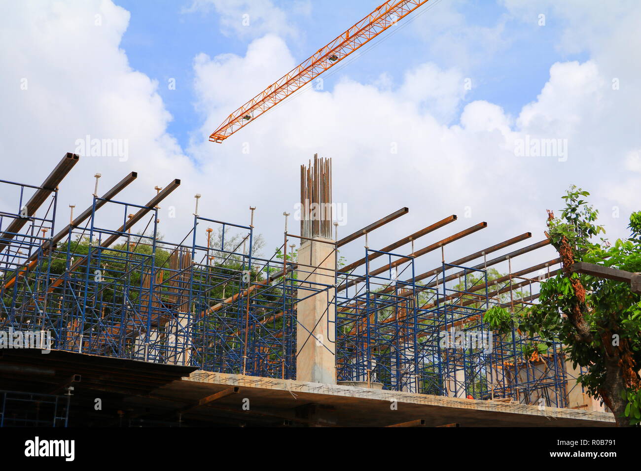 work construction and scaffold in site workplace building Stock Photo ...