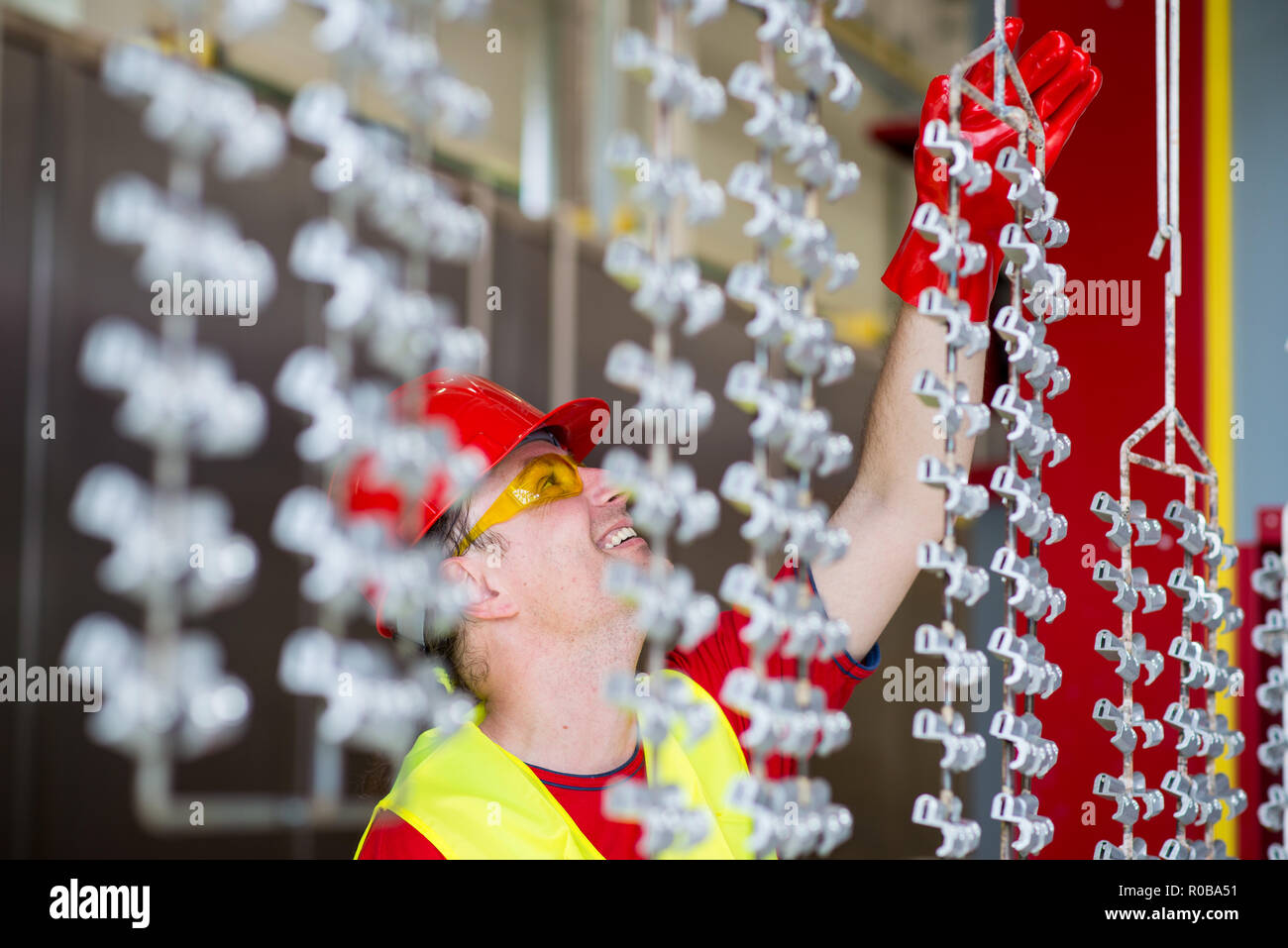 Factory engineer checking production line Stock Photo