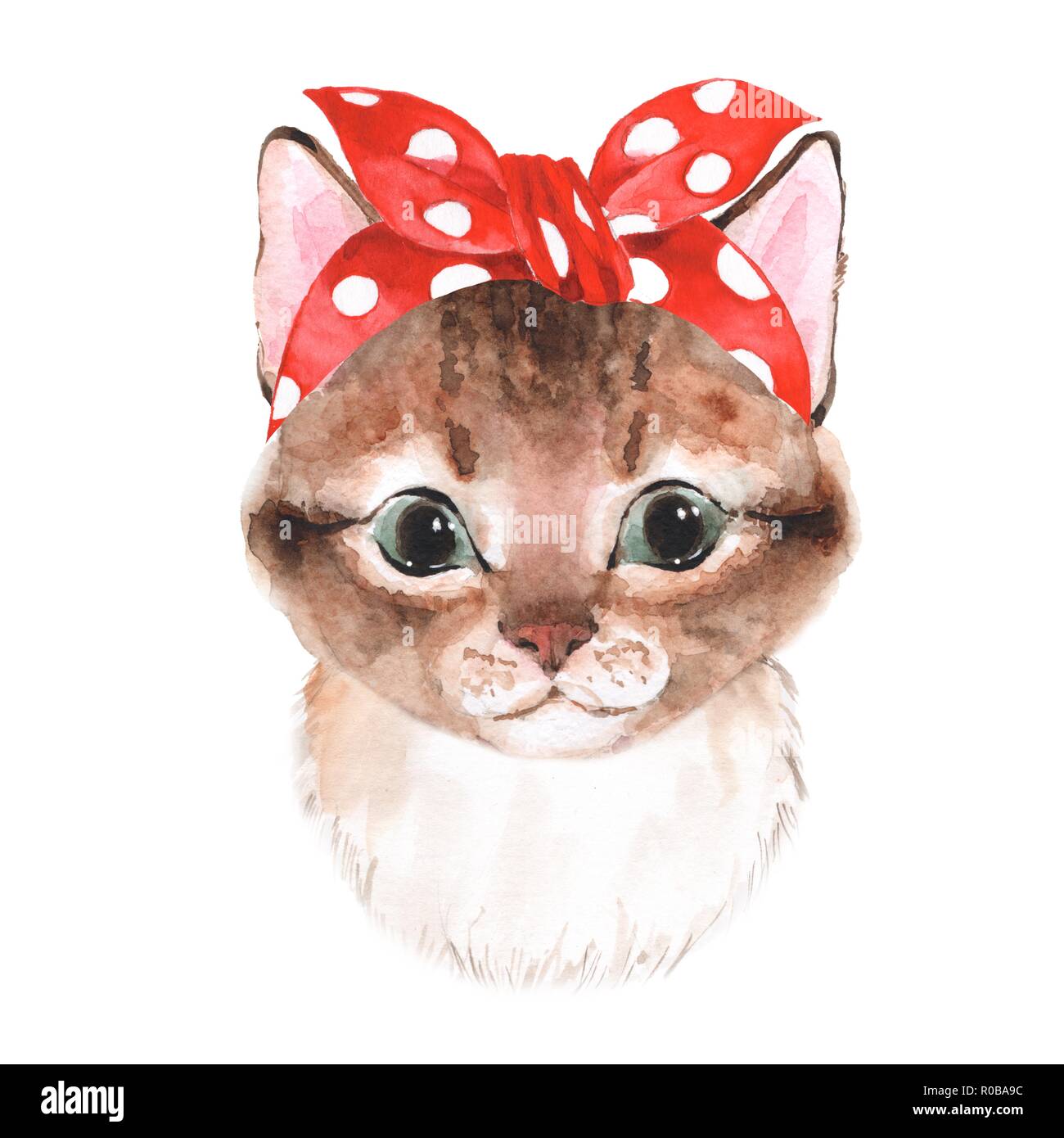 Cute cat. Watercolor Stock Photo