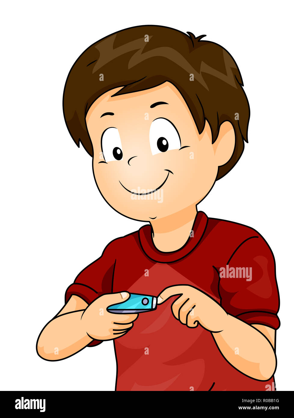 Illustration of a Kid Boy Using Nail Cutter Clipping His Fingernails ...