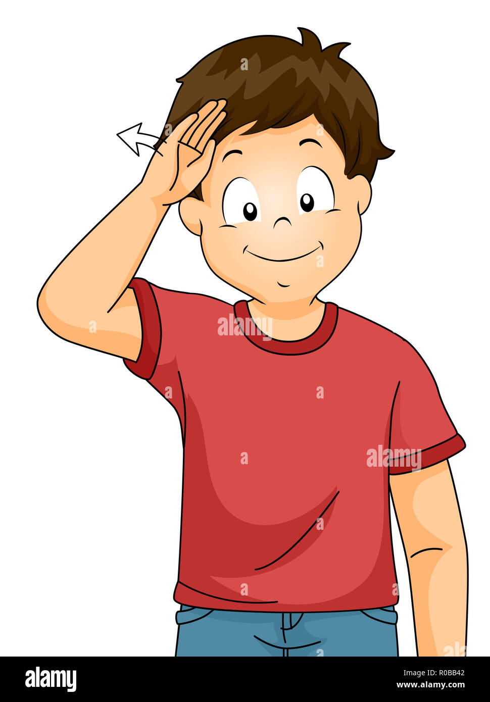 Illustration of a Kid Boy Showing Hello Sign Language Stock Photo - Alamy