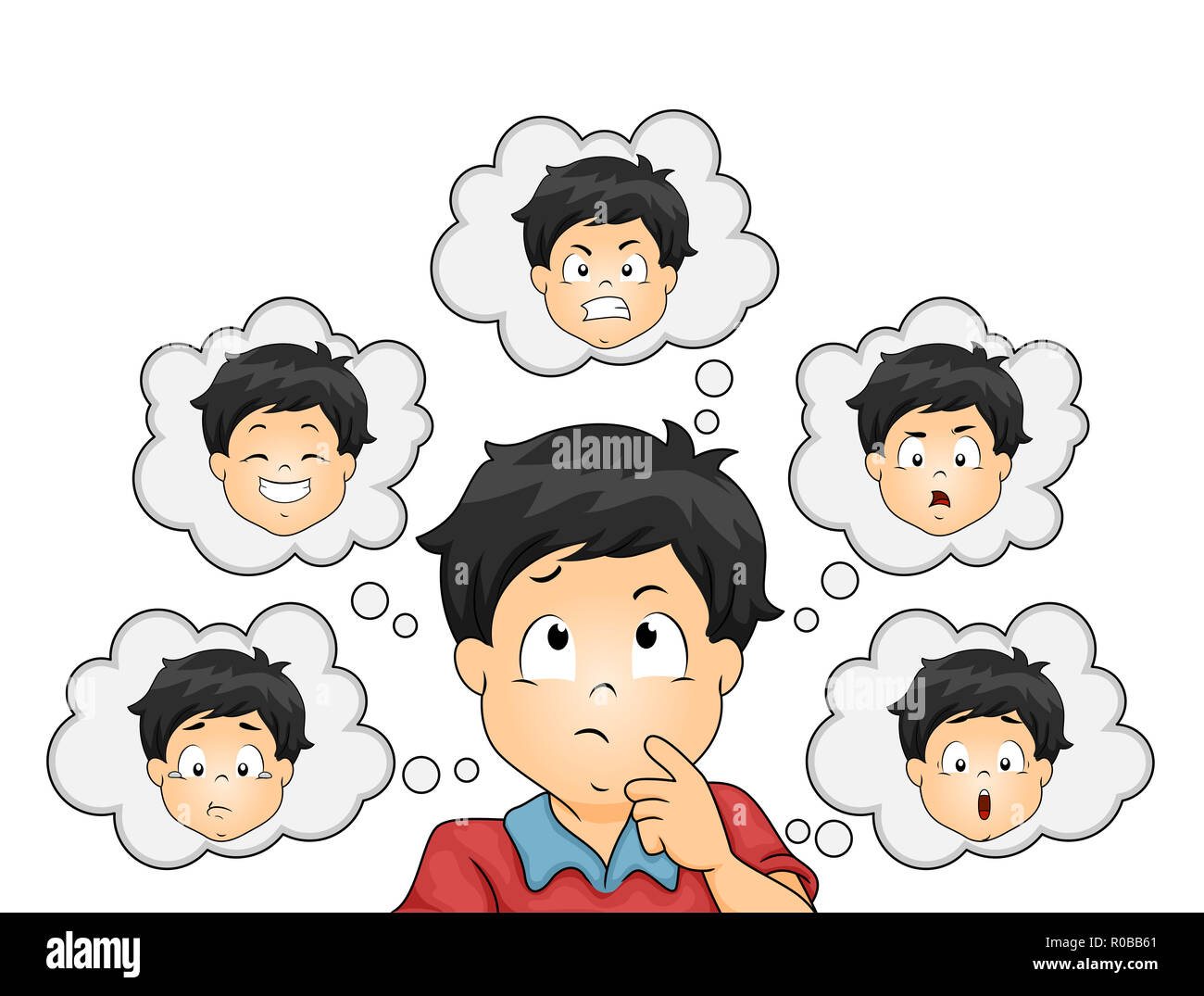 Illustration Of A Kid Boy Thinking About Different Types Of