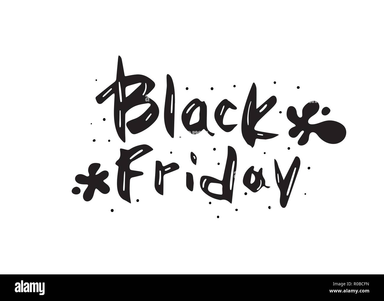 Black Friday text with decoration. Handwritten lettering for promotion. Stock Vector